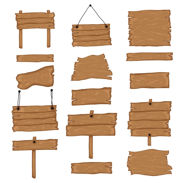 Set of different wooden sign boards 7012443 Vector Art at Vecteezy