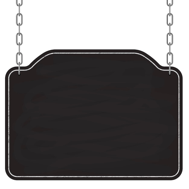 Vector signboard hanging on metal chains. wooden frame sign. vector