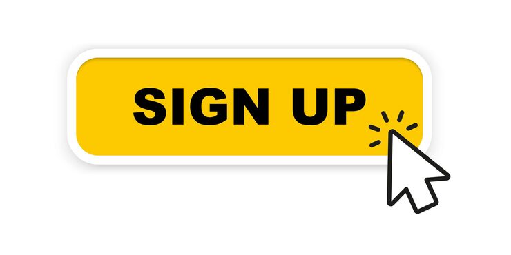 Vector signing up button signing up button with mouse pointer clicking login or signing up buttons vector illustration for ui mobile app web