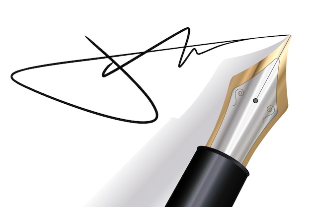 signing with a fountain pen