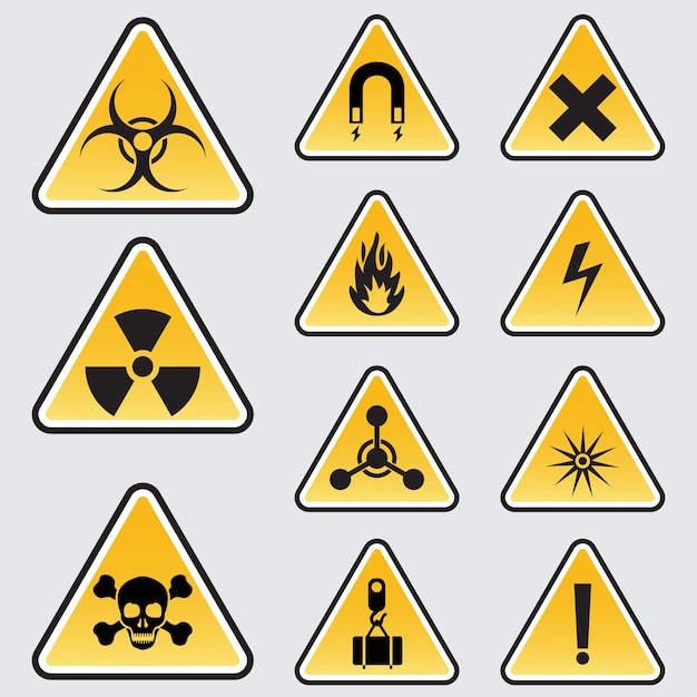 Vector signs of danger on white background for design