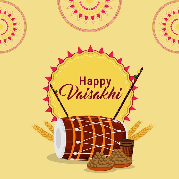 시크교 축제 vaisakhi 평면 디자인 컨셉
