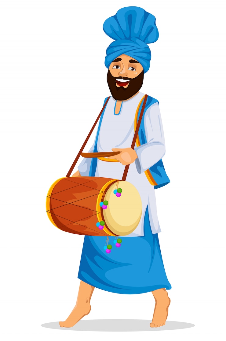 वेक्टर sikh man with decorated drum