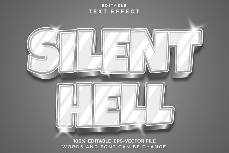Silent Hell Editable Text Effect 3D Modern Style