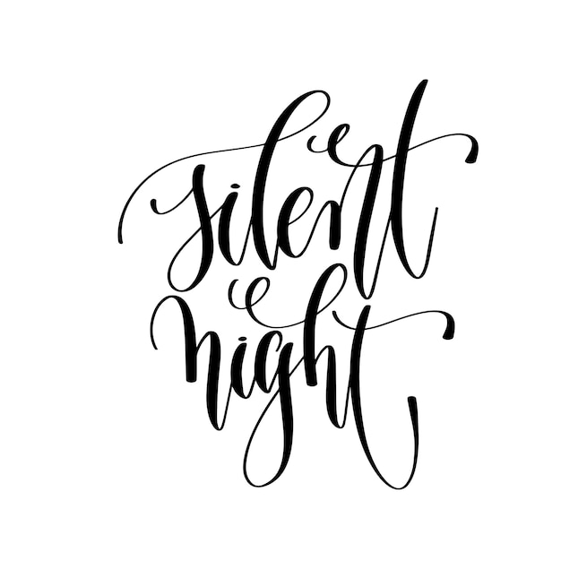 Silent night hand lettering inscription text to winter holiday