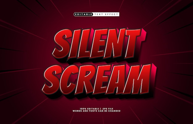 サイレント・スクリーム (Silent Scream) はゲームとホラーのテキストスタイルで編集可能なテキスト効果です