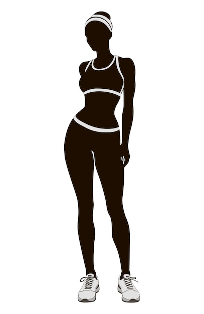 Silhouet atletische vrouw zwart wit sport fitness mensen bodyvector