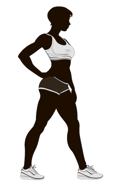 Silhouet atletische vrouw zwart wit sport fitness mensen lichaam vector