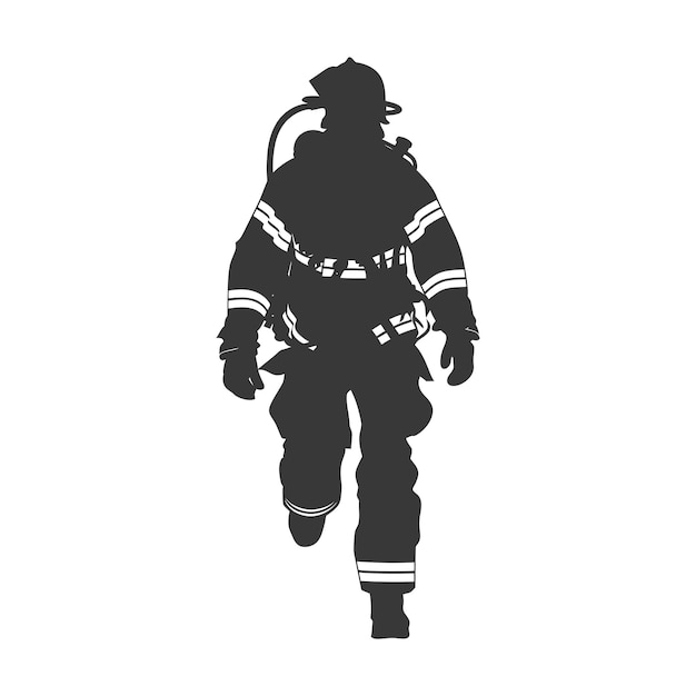 Silhouet brandweerman met veiligheidsuitrusting alleen zwarte kleur