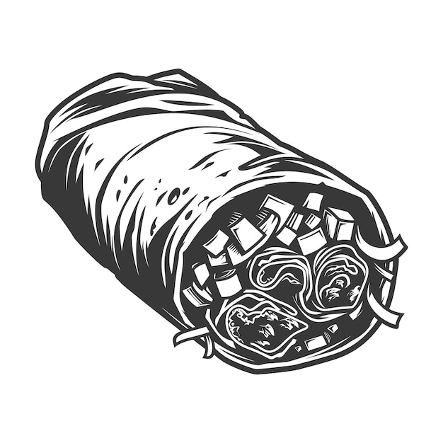 Silhouet Burrito voedsel alleen zwarte kleur