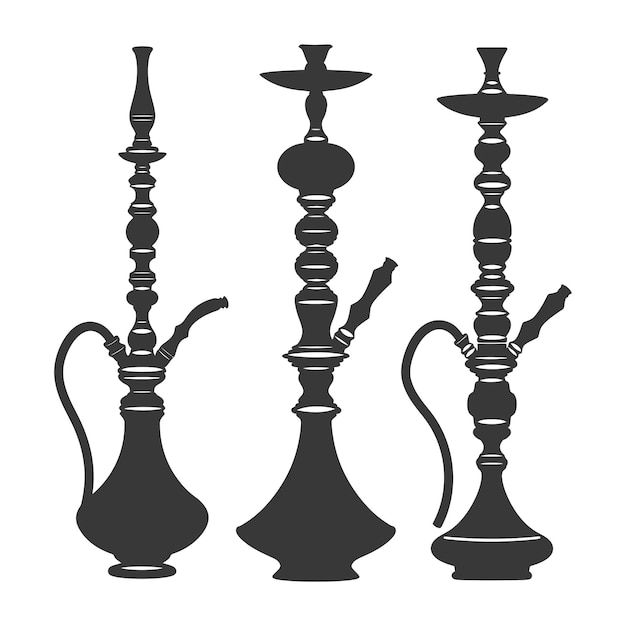 Vector silhouet desarj turkse hookahs traditionele shisha alleen zwarte kleur