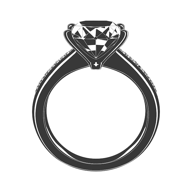 Vector silhouet diamanten ring zwarte kleur alleen vol