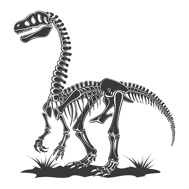 Silhouet Dinosaurus skelet alleen zwarte kleur