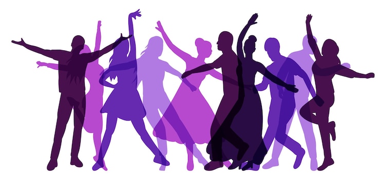 Vector silhouet disco dansende mensen op witte achtergrond vector