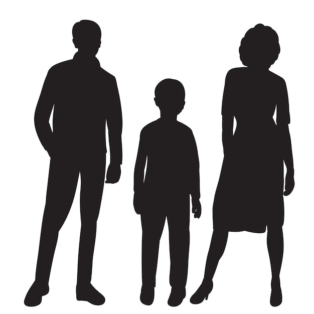 Silhouet familie ouders en kinderen zwarte design vector