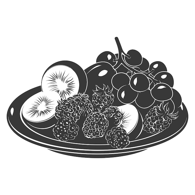 Silhouet fruit plate zwarte kleur alleen vol