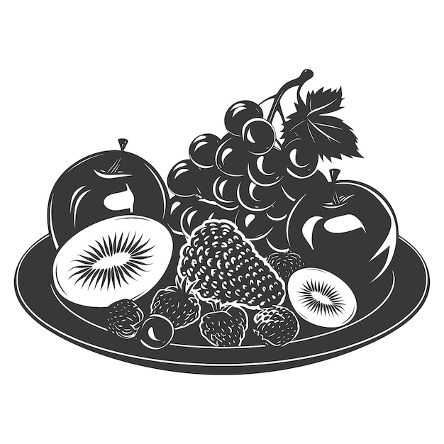 Silhouet fruit plate zwarte kleur alleen vol