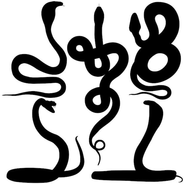 Silhouet giftige slang of slangencollectie of woestijnslang of geïsoleerde slang silhouet