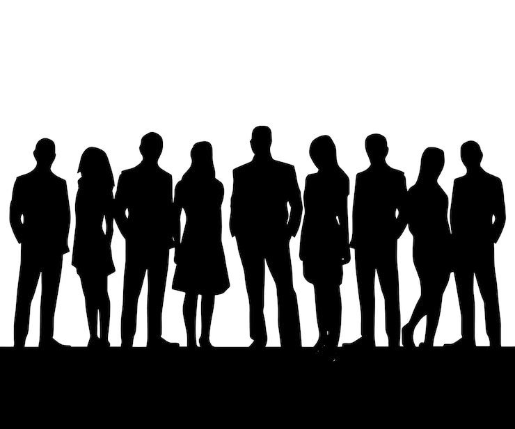 Vector silhouet groep mensen zwarte ang witte vector