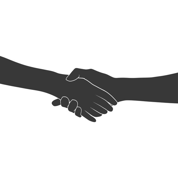 Vector silhouet handen vasthouden in harmonie en vrede tussen de rassen