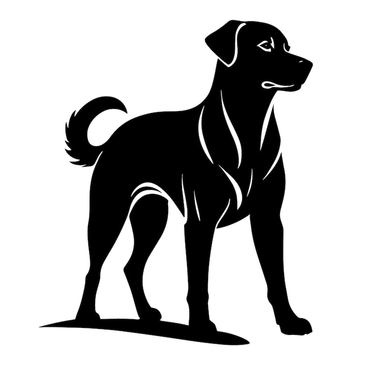 Vector silhouet icon van het hoofd van een hond vectorillustratie geïsoleerd op wit eenvoudig dierlogotype concept logo