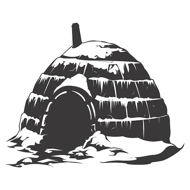 Vector silhouet igloo van het eskimo stamhuis zwarte kleur