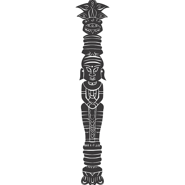 Silhouet Indiase stam houten paal alleen zwarte kleur