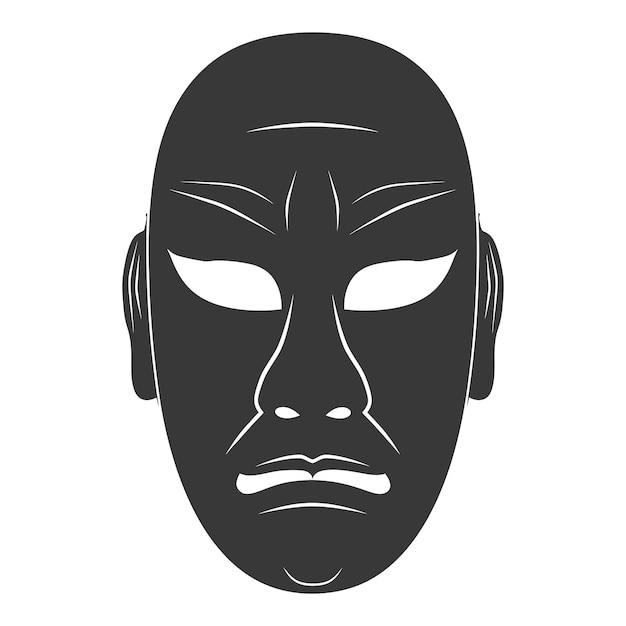 Vector silhouet japans traditioneel masker samurai masker alleen zwarte kleur