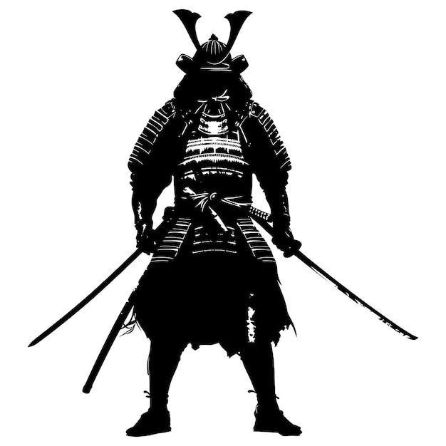 Vector silhouet japanse shogun warrior alleen zwarte kleur