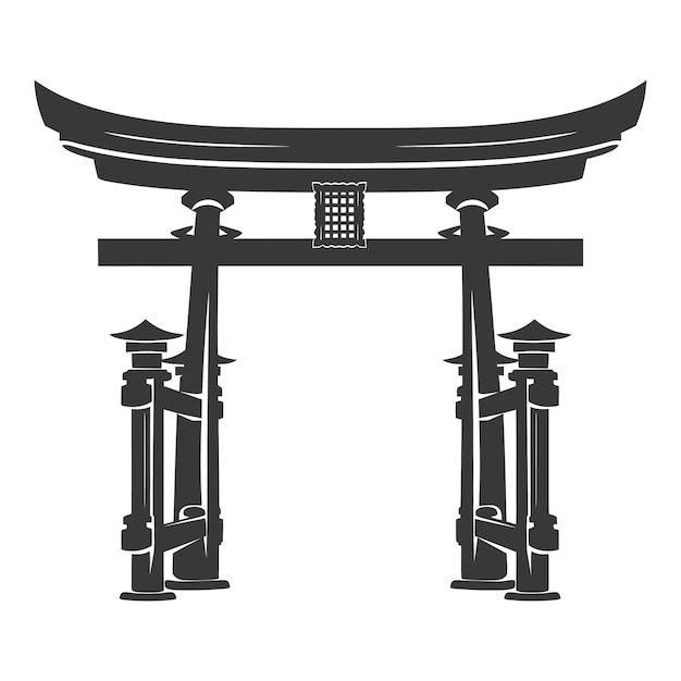 Silhouet Japanse traditionele poort alleen zwarte kleur