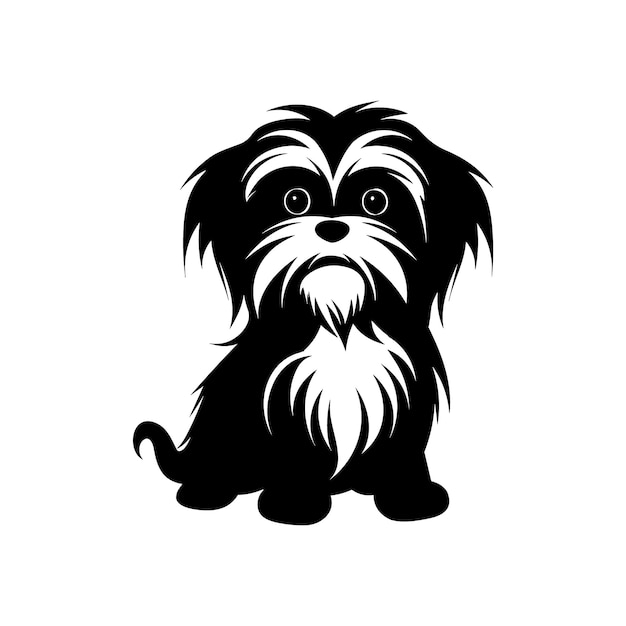 Vector silhouet karakter shih tzu hond schattig logo