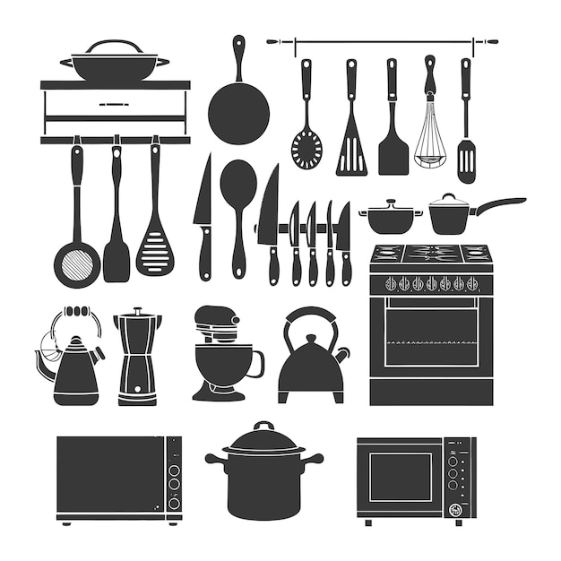 Vector silhouet keuken thuis apparatuur alleen zwarte kleur