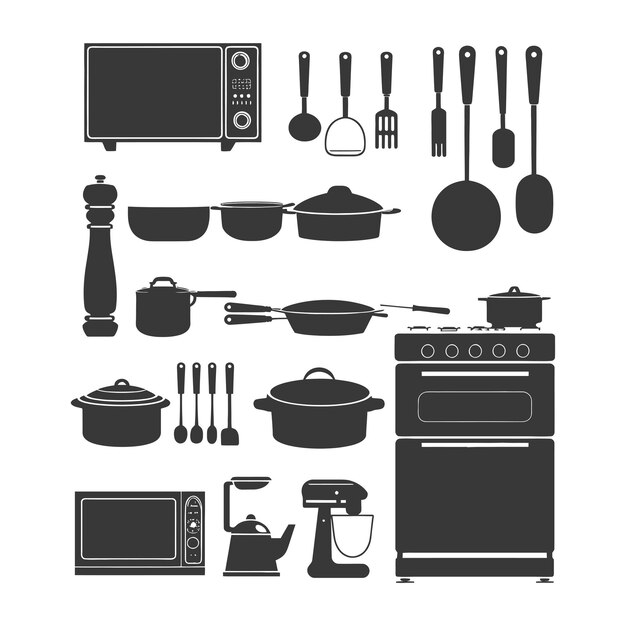 Vector silhouet keuken thuis apparatuur alleen zwarte kleur