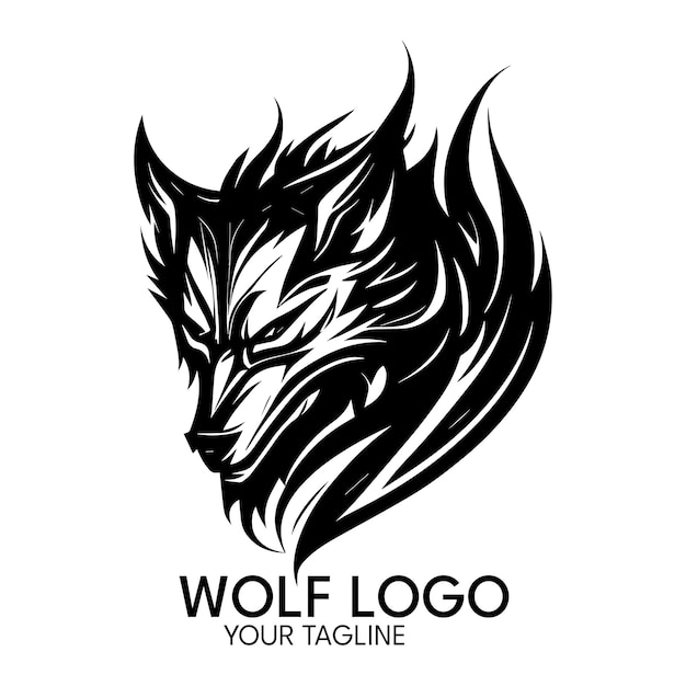 Silhouet kunst wolf logo vector sjabloon