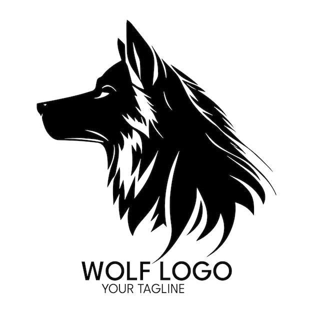 Silhouet kunst wolf logo vector sjabloon
