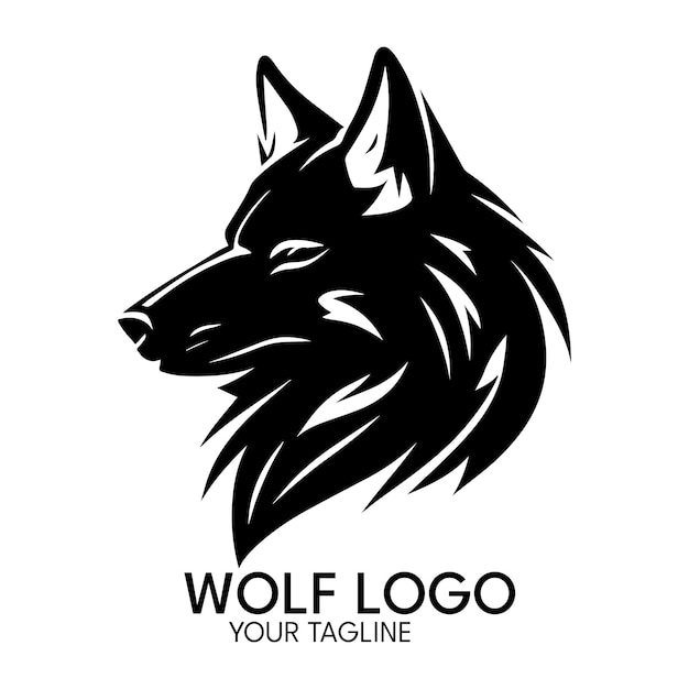 Silhouet kunst wolf logo vector sjabloon