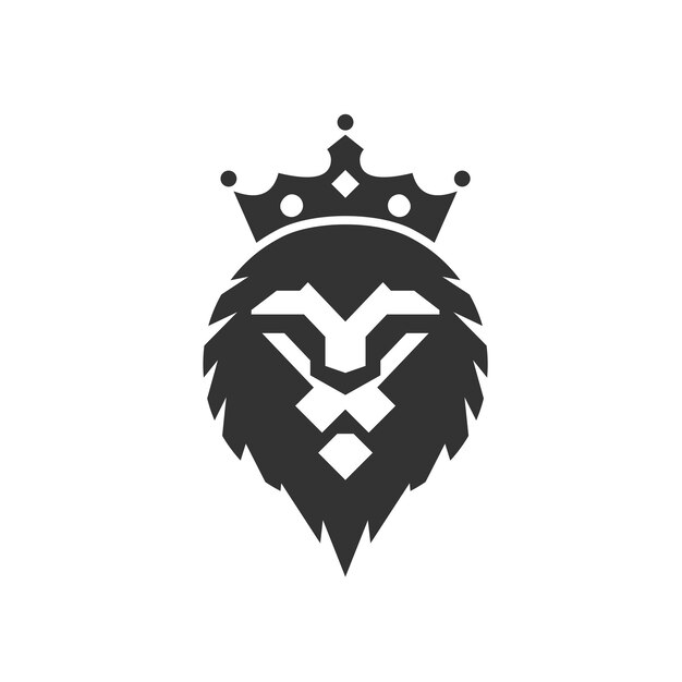 Silhouet leeuwenhoofd met kroonkoning illustraties bedrijfslogo ontwerp sjabloon vector