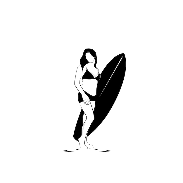 silhouet logo ontwerp surfen mensen