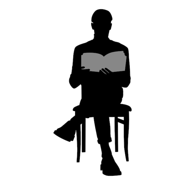 silhouet man herontwerp boek op fauteuil