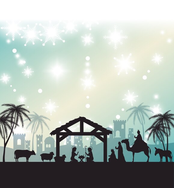 silhouet manger vrolijk kerst ontwerp