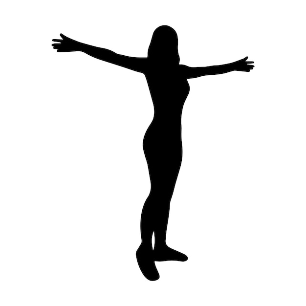 Silhouet meisje met uitgestrekte armen naar de zijkanten abstract vrouwelijk beeld slank jong figuur meisje