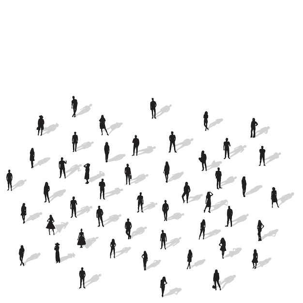 silhouet menigte van mensen op witte achtergrond vector