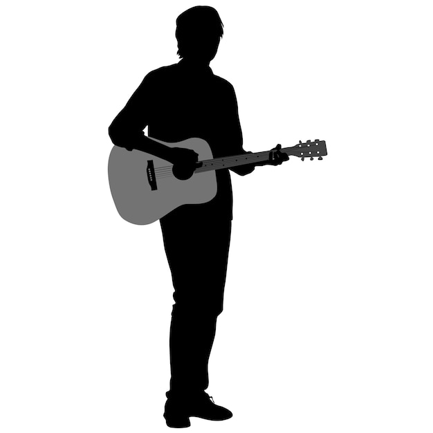 Silhouet muzikant speelt gitaar Vector illustratie