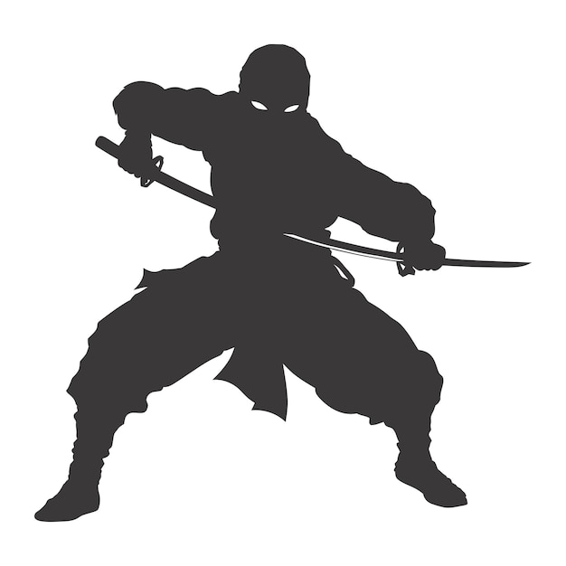 silhouet ninja zwarte kleur alleen full body