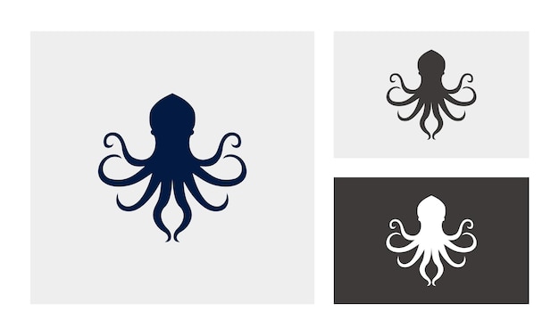 Vector silhouet octopus inktvis inktvis tentakels logo design vector icon