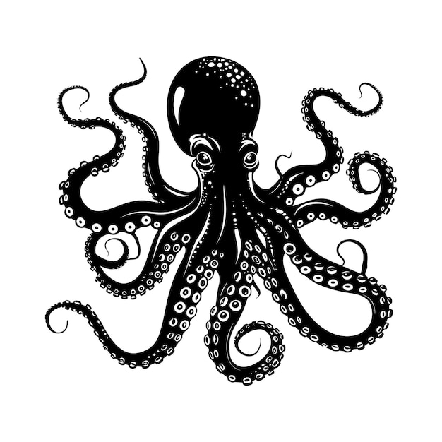 Silhouet octopus zwarte kleur alleen volledig lichaam