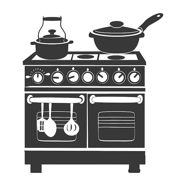 Vector silhouet oven kookgereedschap alleen zwarte kleur