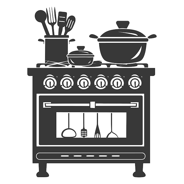 Silhouet Oven Kookgereedschap alleen zwarte kleur
