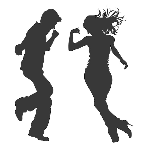 Vector silhouet persoon dansen samen in actie zwart zwart kleur alleen