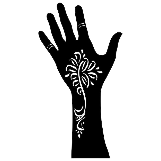 Silhouet pols met henna tatoeage mandala tatoeage alleen zwarte kleur